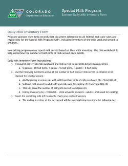 SMP Milk Inventory Form