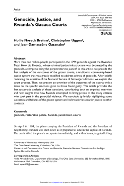 Genocide, Justice, and Rwanda`s Gacaca Courts