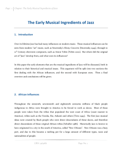 The Early Musical Ingredients of Jazz