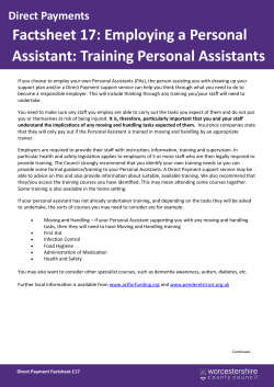 Employing a Personal Assistant: Training Personal Assistants