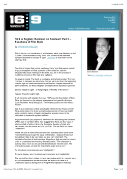16:9 in English: Bordwell on Bordwell: Part II