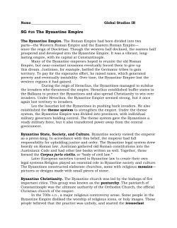 The Byzantine Empire - White Plains Public Schools