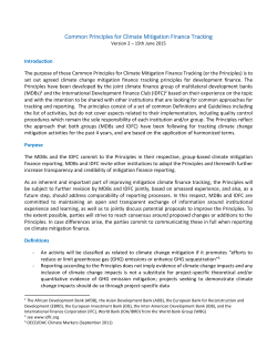 Common Principles for Climate Mitigation Finance Tracking