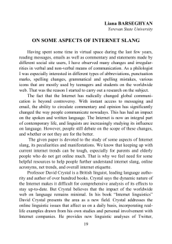 ON SOME ASPECTS OF INTERNET SLANG