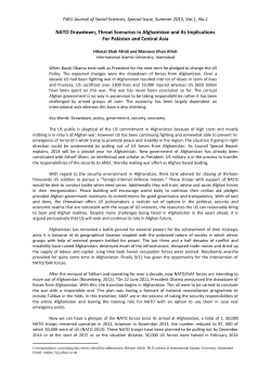 NATO Drawdown, Threat Scenarios in Afghanistan and Its