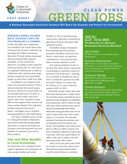 Clean Power, Green Jobs - Union of Concerned Scientists