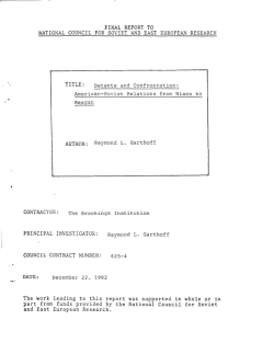 D&Atilde;&copy;tente and Confrontation: American