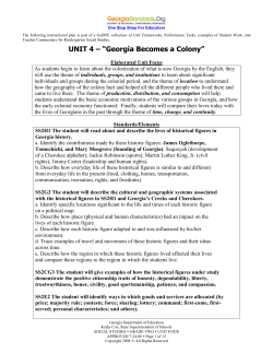 UNIT 4 &ndash; Georgia Becomes a Colony