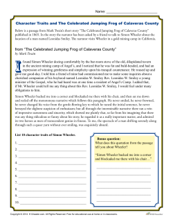 Character Traits and The Celebrated Jumping Frog of Calaveras