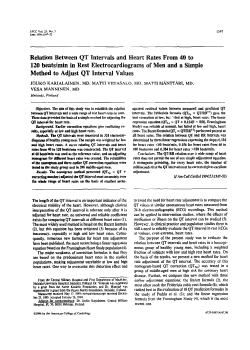 Relation between QT intervals and heart rates from 40 to 120 beats