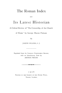 The Roman Index Its Latest Historian