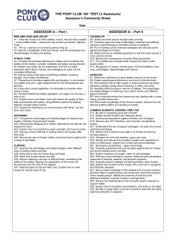 THE PONY CLUB `AH` TEST (3 Assessors) Assessor`s Comments