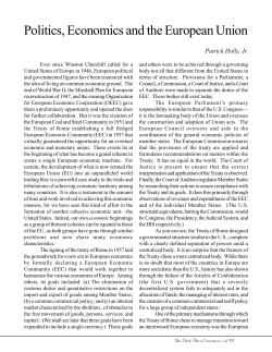 Politics, Economics and the European Union