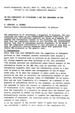 On the complexity of cytochrome c and the influence of the