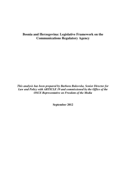 Bosnia and Herzegovina: Legislative Framework on the