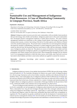 Sustainable Use and Management of Indigenous Plant Resources