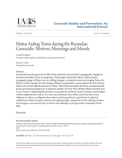 Hutus Aiding Tutsis during the Rwandan Genocide