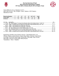 Scoring Summary (Final) 2015 Arkansas Razorbacks Football #14