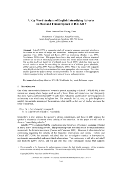 A Key Word Analysis of English Intensifying Adverbs in Male and