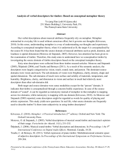 Analysis of verbal descriptors for timbre: Based on conceptual