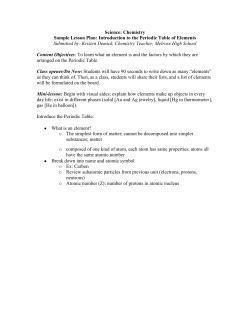 Chemistry Sample Lesson Plan: Introduction to the
