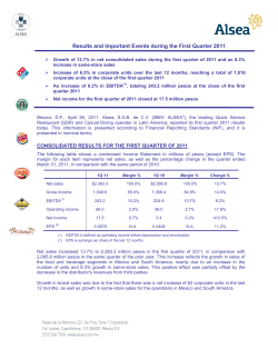 Alsea`s Earnings Release 1Q-2011