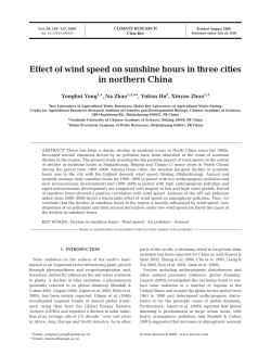 Effect of wind speed on sunshine hours in three cities in northern