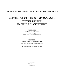 gates: nuclear weapons and deterrence in the 21st century
