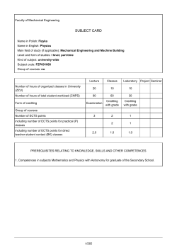 subject card - Politechnika Wrocławska