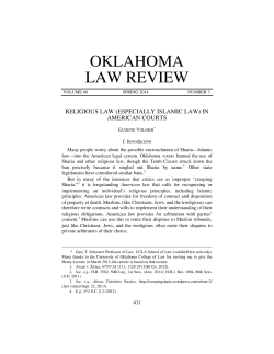 (Especially Islamic Law) in American Courts