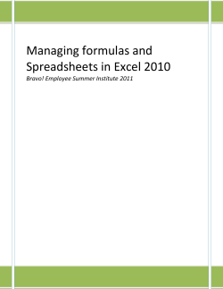 Managing formulas and Spreadsheets in Excel 2010