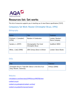 A-level Dance Set works Resources list