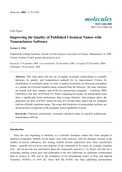Improving the Quality of Published Chemical names with