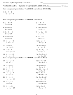 Systems of Equations - Substitution and Elimination - MYP-3