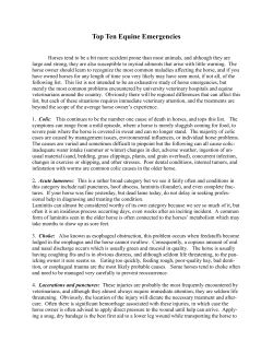 Top Ten Equine Emergencies - The Bend Equine Medical Center