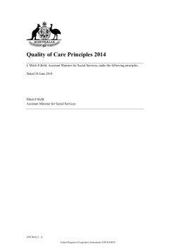 Quality of Care Principles 2014 - Federal Register of Legislation