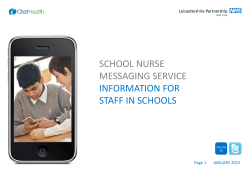 ChatHealth School Staff Briefing - City Schools