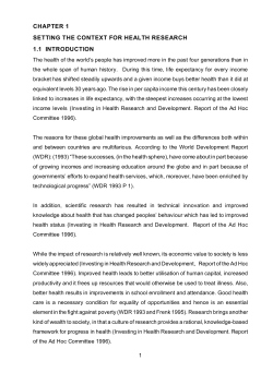 CHAPTER 1 SETTING THE CONTEXT FOR HEALTH RESEARCH