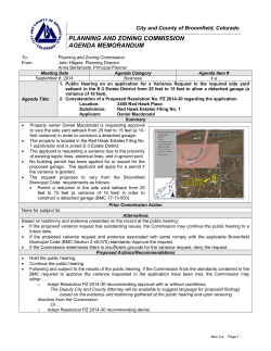 PLANNING AND ZONING COMMISSION AGENDA MEMORANDUM