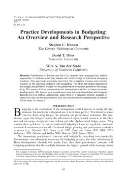Practice Developments in Budgeting: An