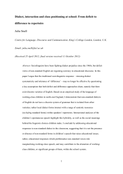 Dialect, interaction and class positioning at school