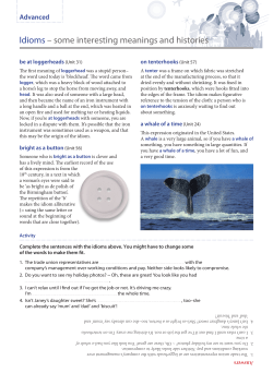 Idioms &ndash; some interesting meanings and histories