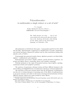 Polymathematics : is mathematics a single science or a set of arts