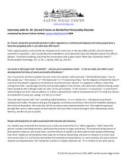 Interview with Dr. M. Gerard Fromm on Borderline Personality Disorder