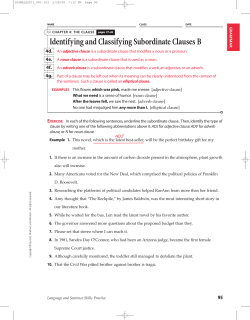 Identifying and Classifying Subordinate Clauses B