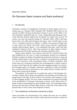 On Germanic-Saami contacts and Saami prehistory1
