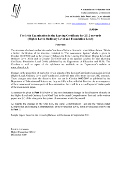 The Irish Examination in the Leaving Certificate for