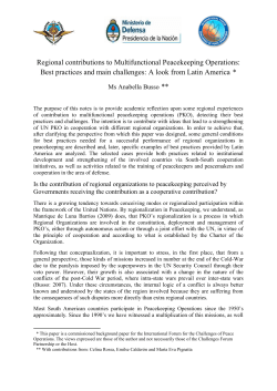 Regional contributions to Multifunctional Peacekeeping Operations