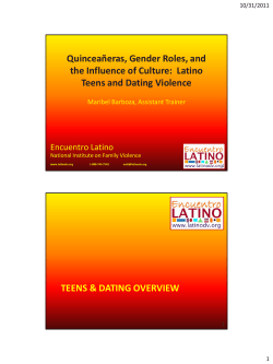 Teen Dating Violence - Encuentro Latino, National Institute on