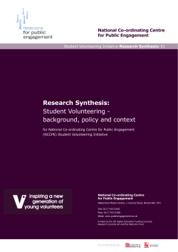 Research Synthesis: Student Volunteering - background